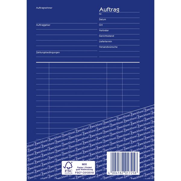 Produktbild: AVERY Zweckform Auftrag selbstdurchschreibend DIN A5 2x40 Blatt