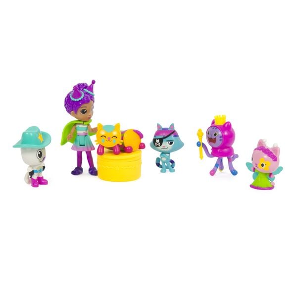 Produktbild: Gabby's Dollhouse, Party-Figuren Geschenkset, Party Gabby mit 6 Katzen-Figuren im festlichen Outfit