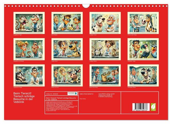 Produktbild: Beim Tierarzt! Tierisch schr&auml;ge Besuche in der Vetklinik (Wandkalender 2026 DIN A3 quer), CALVENDO Monatskalender