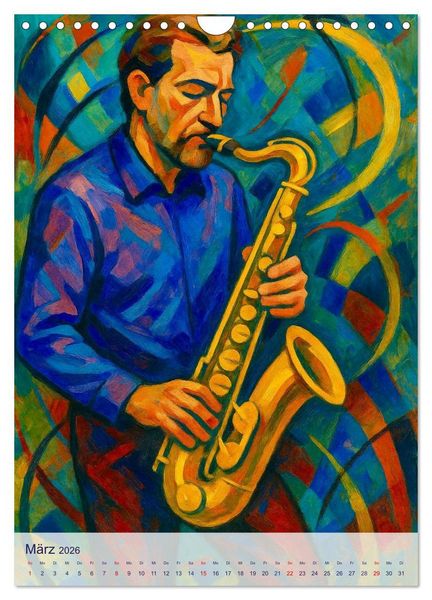 Produktbild: Saxophonisten. Eine Hommage an die Magie des Saxophons (Wandkalender 2026 DIN A4 hoch), CALVENDO Monatskalender