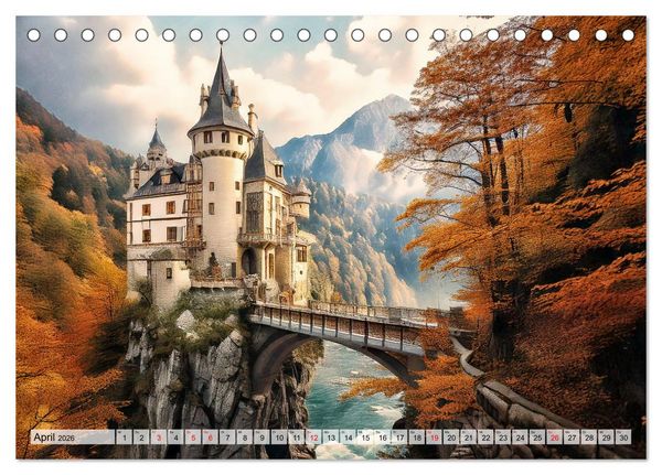 Produktbild: Romantische Ritterburgen (Tischkalender 2026 DIN A5 quer), CALVENDO Monatskalender