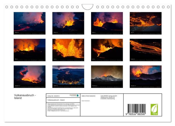 Produktbild: Vulkanausbruch - Island (Wandkalender 2026 DIN A4 quer), CALVENDO Monatskalender