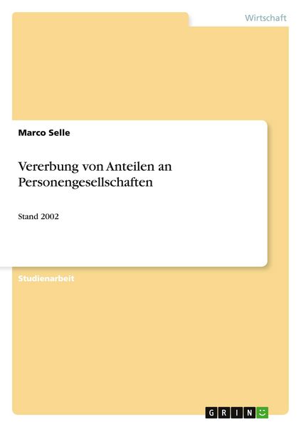 Produktbild: Vererbung von Anteilen an Personengesellschaften