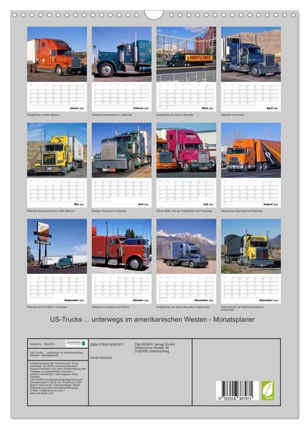 Produktbild: US-Trucks ... unterwegs im amerikanischen Westen - Monatsplaner (Wandkalender 2026 DIN A3 hoch), CALVENDO Monatskalender