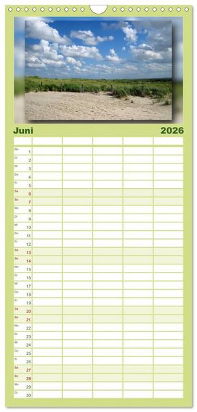 Produktbild: Familienplaner 2026 - Baltrum - Ein Tag am Strand mit 5 Spalten (Wandkalender, 21 x 45 cm) CALVENDO