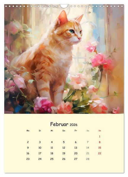 Produktbild: Liebliche Katzen. Anmut und W&uuml;rde mit Blumen (Wandkalender 2026 DIN A3 hoch), CALVENDO Monatskalender
