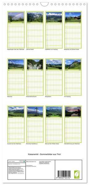 Produktbild: Familienplaner 2026 - Kaiserwinkl - Sommerbilder aus Tirol mit 5 Spalten (Wandkalender, 21 x 45 cm) CALVENDO