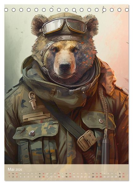 Produktbild: Tierische Krieger. Pelzige Soldaten im aktiven Dienst des Milit&auml;rs (Tischkalender 2026 DIN A5 hoch), CALVENDO Monatskalender