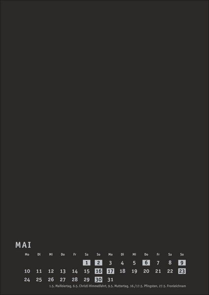 Produktbild: Premium-Bastelkalender schwarz A4 2027
