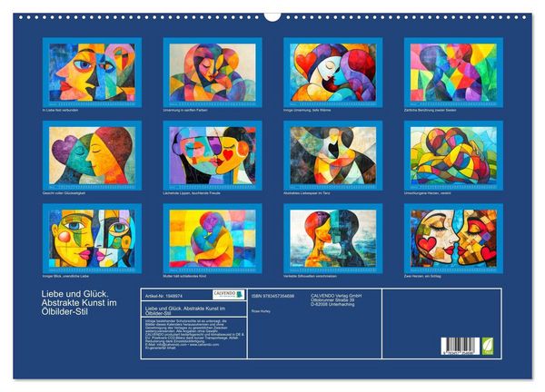 Produktbild: Liebe und Gl&uuml;ck. Abstrakte Kunst im &Ouml;lbilder-Stil (Wandkalender 2026 DIN A2 quer), CALVENDO Monatskalender