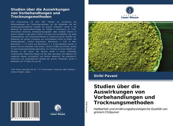 Produktbild: Studien &uuml;ber die Auswirkungen von Vorbehandlungen und Trocknungsmethoden