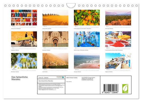 Produktbild: Das farbenfrohe Marokko (Wandkalender 2026 DIN A4 quer), CALVENDO Monatskalender