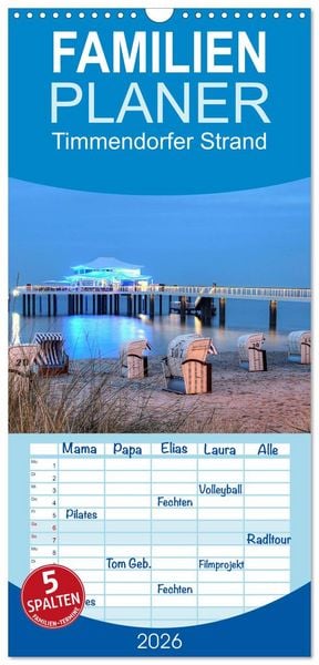 Produktbild: Familienplaner 2026 - Timmendorfer Strand mit 5 Spalten (Wandkalender, 21 x 45 cm) CALVENDO