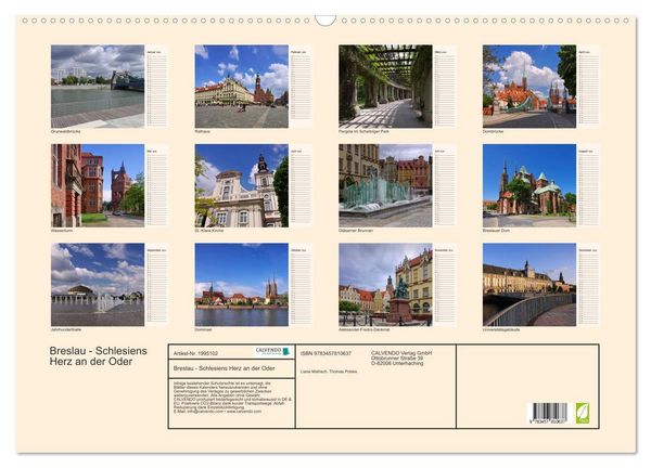 Produktbild: Breslau - Schlesiens Herz an der Oder (Wandkalender 2026 DIN A2 quer), CALVENDO Monatskalender