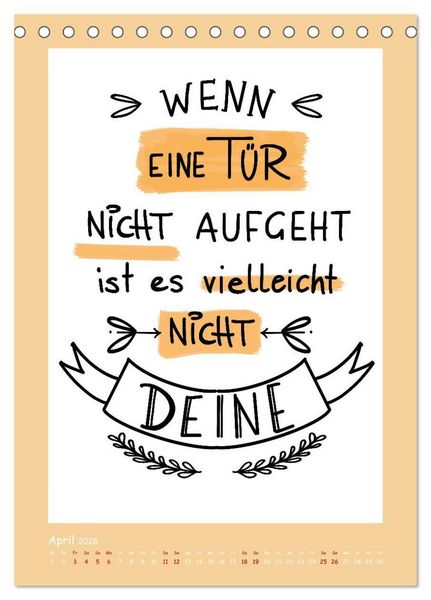 Produktbild: Nachgedacht-Spr&uuml;che und Zitate (Tischkalender 2026 DIN A5 hoch), CALVENDO Monatskalender