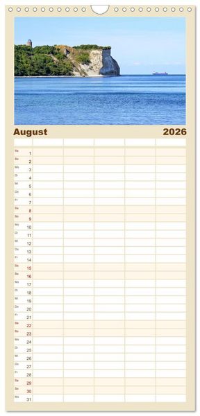 Produktbild: Familienplaner 2026 - Urlaubsparadies Insel R&uuml;gen mit 5 Spalten (Wandkalender, 21 x 45 cm) CALVENDO