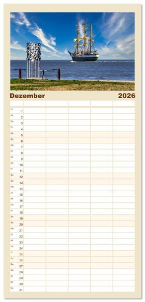 Produktbild: Familienplaner 2026 - Die malerische Elbe mit 5 Spalten (Wandkalender, 21 x 45 cm) CALVENDO