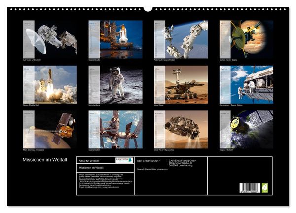 Produktbild: Missionen im Weltall (Wandkalender 2026 DIN A2 quer), CALVENDO Monatskalender