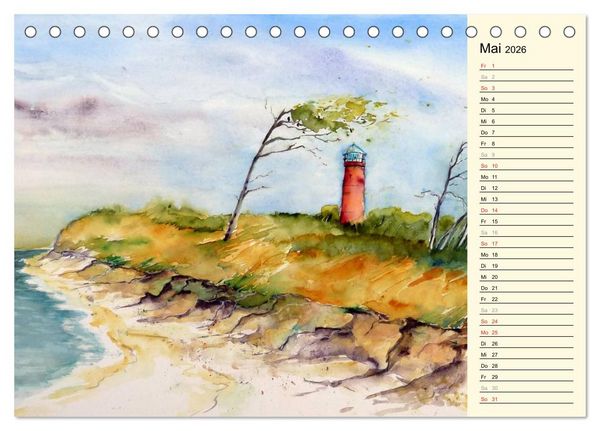 Produktbild: Aquarelle - Fischland-Dar&szlig; (Tischkalender 2026 DIN A5 quer), CALVENDO Monatskalender