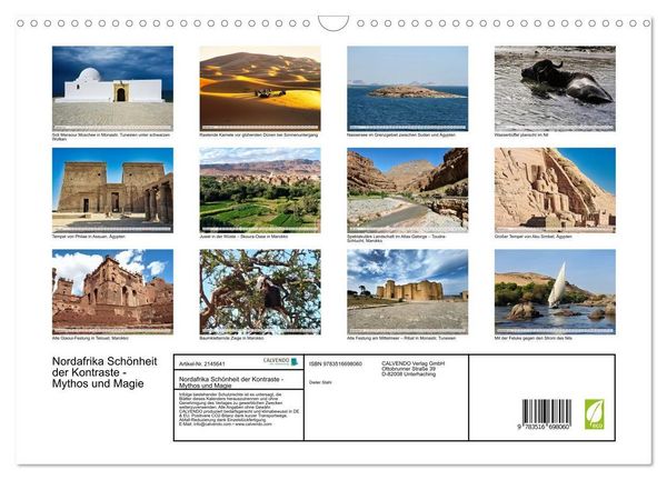Produktbild: Nordafrika Sch&ouml;nheit der Kontraste - Mythos und Magie (Wandkalender 2026 DIN A3 quer), CALVENDO Monatskalender