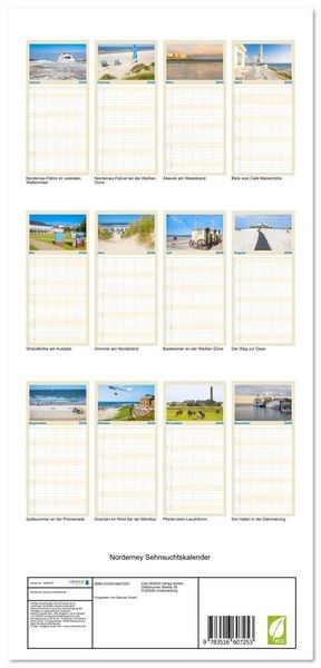 Produktbild: Familienplaner 2026 - Norderney Sehnsuchtskalender mit 5 Spalten (Wandkalender, 21 x 45 cm) CALVENDO