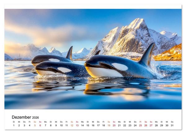 Produktbild: Orcas - ein Jahr voller Meer (Wandkalender 2026 DIN A2 quer), CALVENDO Monatskalender