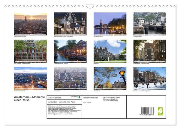 Produktbild: Amsterdam - Momente einer Reise (Wandkalender 2027 DIN A3 quer), CALVENDO Monatskalender