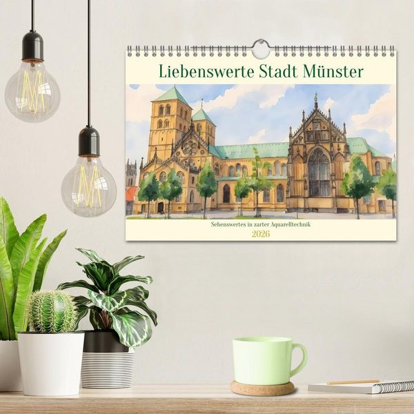 Produktbild: Liebenswerte Stadt M&uuml;nster (Wandkalender 2026 DIN A4 quer), CALVENDO Monatskalender