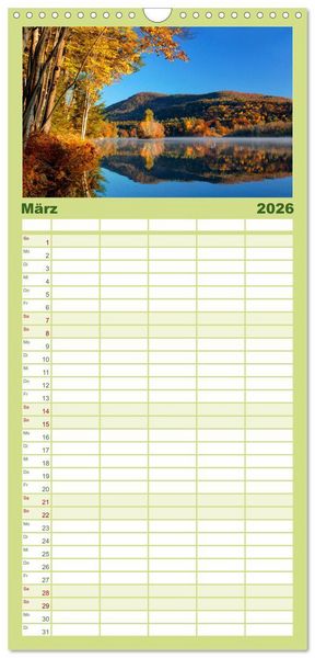 Produktbild: Familienplaner 2026 - Neu England, Indian Summer mit 5 Spalten (Wandkalender, 21 x 45 cm) CALVENDO