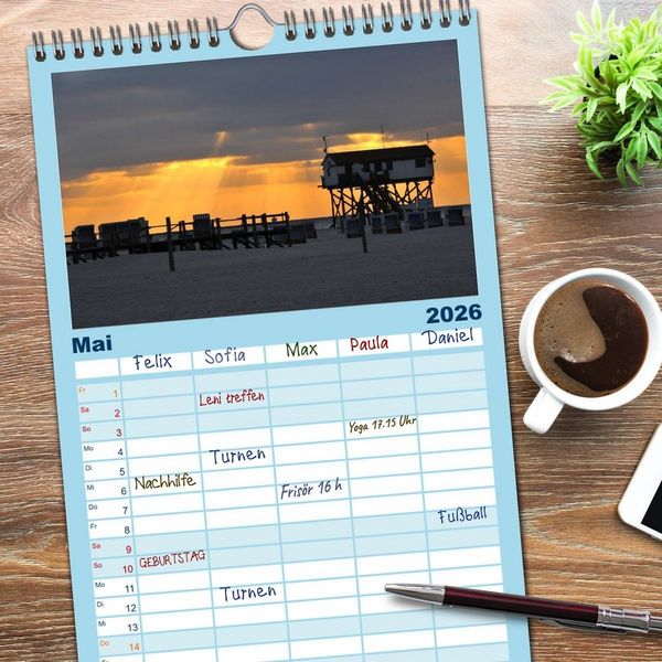 Produktbild: Familienplaner 2026 - St. Peter Ording mit 5 Spalten (Wandkalender, 21 x 45 cm) CALVENDO