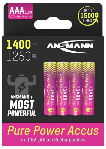 Produktbild: Ansmann Li-Ion Akku Micro AAA Typ 1400 (min. 1250 mAh) Akku-Set Li-Ion 1250 mAh 1.5 V 1 St.