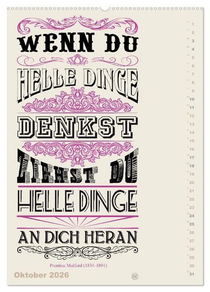 Produktbild: Die sch&ouml;nsten Lebensweisheiten Typo - Kalender (Wandkalender 2026 DIN A2 hoch), CALVENDO Monatskalender