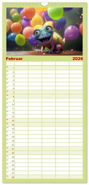Produktbild: Familienplaner 2026 - Cham&auml;leon-Verwandlungen. Ein Jahr voller Ver&auml;nderungen mit 5 Spalten (Wandkalender, 21 x 45 cm) CALVENDO