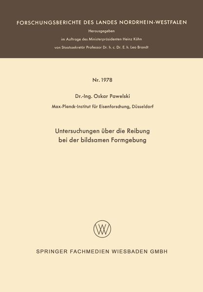 Produktbild: Untersuchungen &uuml;ber die Reibung bei der bildsamen Formgebung