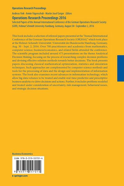 Produktbild: Operations Research Proceedings 2016