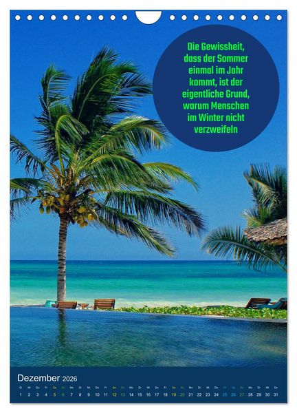 Produktbild: Verr&uuml;ckt nach SOMMER Urlaub- Auszeit - Spr&uuml;che (Wandkalender 2026 DIN A4 hoch), CALVENDO Monatskalender