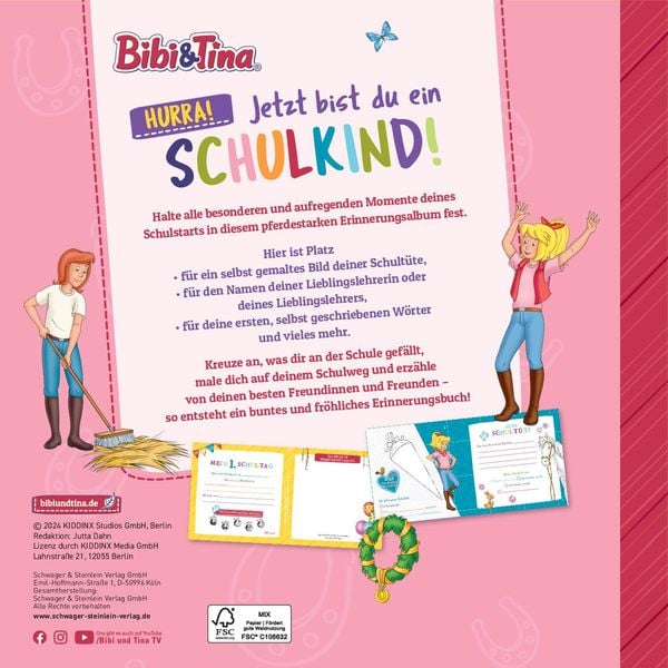 Produktbild: Bibi & Tina: Ab heute bin ich Schulkind! Mein Erinnerungsalbum zum Schulanfang