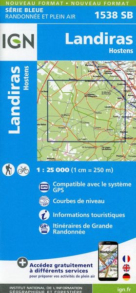 Landiras Hostens 1:25 000, Karte von Collectif Ign, IGN Frankreich, 9782758540403