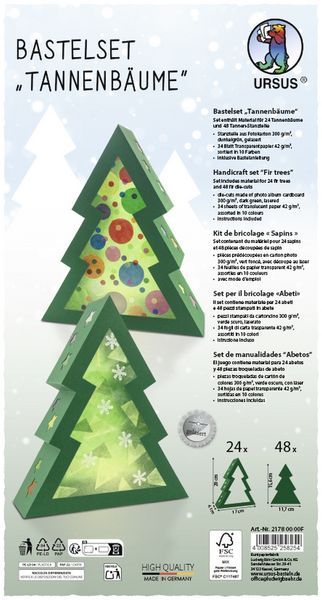 Produktbild: URSUS Dekorationsartikel Bastelset Tannenb&auml;ume, 24 Stk