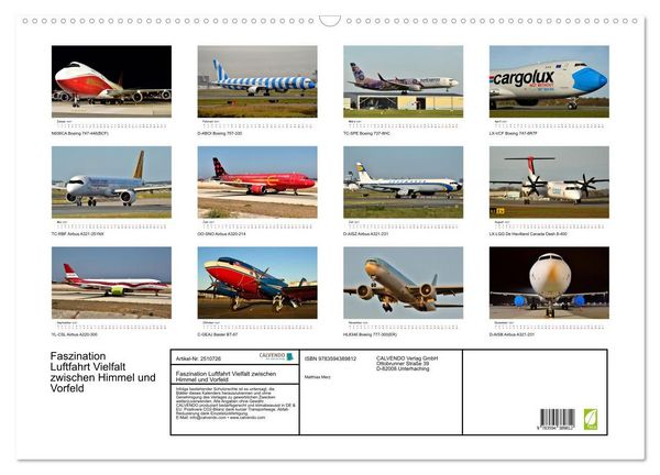 Produktbild: Faszination Luftfahrt Vielfalt zwischen Himmel und Vorfeld (Wandkalender 2027 DIN A2 quer), CALVENDO Monatskalender