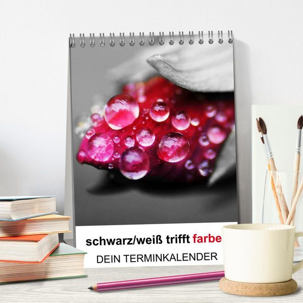 Produktbild: schwarz/wei&szlig; trifft farbe - DEIN TERMINKALENDER / Planer (Tischkalender 2026 DIN A5 hoch), CALVENDO Monatskalender