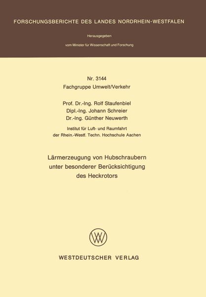 Produktbild: L&auml;rmerzeugung von Hubschraubern unter besonderer Ber&uuml;cksichtigung des Heckrotors