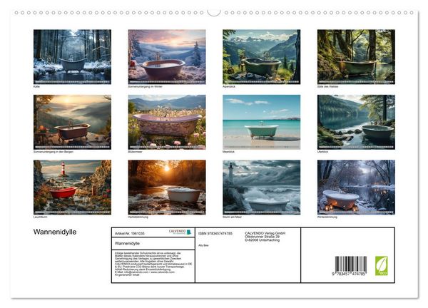 Produktbild: Wannenidylle (hochwertiger Premium Wandkalender 2026 DIN A2 quer), Kunstdruck in Hochglanz