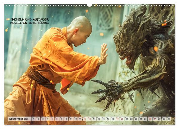 Produktbild: Shaolin M&ouml;nche - Weisheit und Disziplin (Wandkalender 2026 DIN A2 quer), CALVENDO Monatskalender