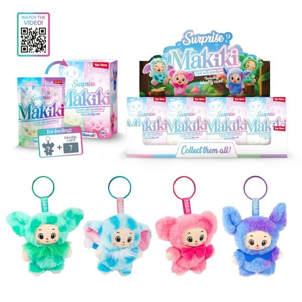 Produktbild: Schl&uuml;sselanh&auml;nger Makiki Pl&uuml;sch Blindbox 4fach sortiert