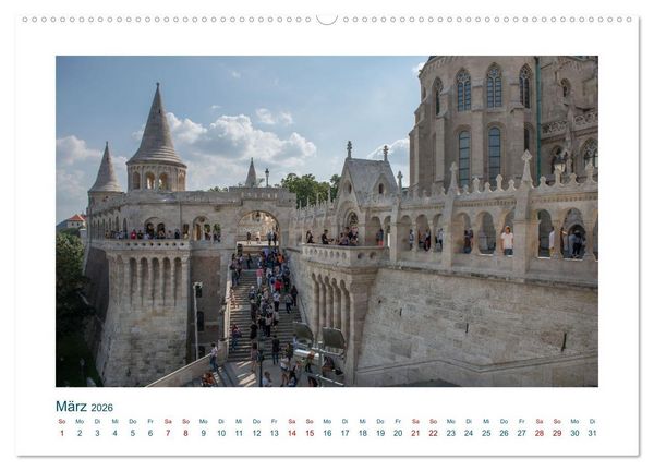 Produktbild: Budapest: zwischen Parlamentsgeb&auml;ude und Burgpalast (hochwertiger Premium Wandkalender 2026 DIN A2 quer), Kunstdruck in Hochglanz