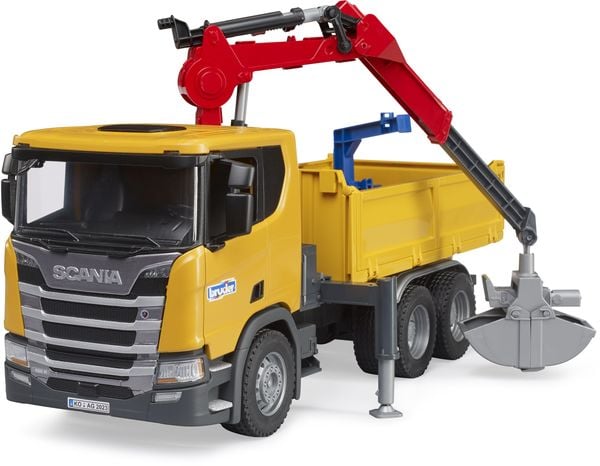Bruder - Scania Super 560R Baustellen- LKW Kran und 2 Paletten