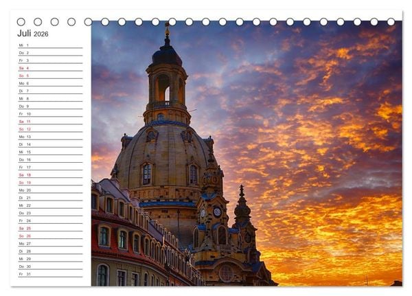 Produktbild: Dresden - Die Frauenkirche (Tischkalender 2026 DIN A5 quer), CALVENDO Monatskalender