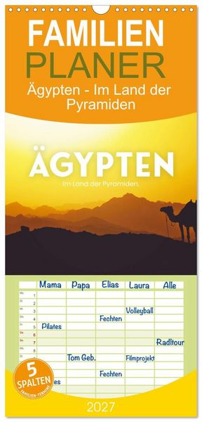 Produktbild: Familienplaner 2027 - &Auml;gypten - Im Land der Pyramiden mit 5 Spalten (Wandkalender, 21 x 45 cm) CALVENDO