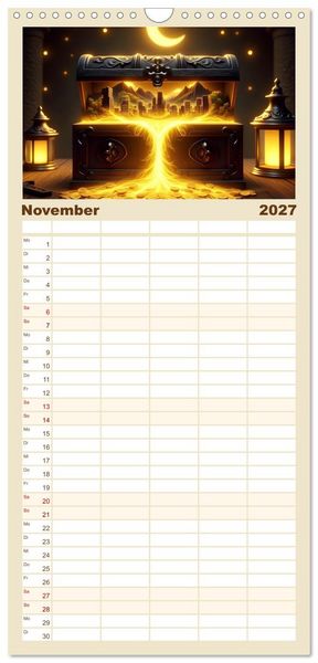 Produktbild: Familienplaner 2027 - Leben in einer Box mit 5 Spalten (Wandkalender, 21 x 45 cm) CALVENDO